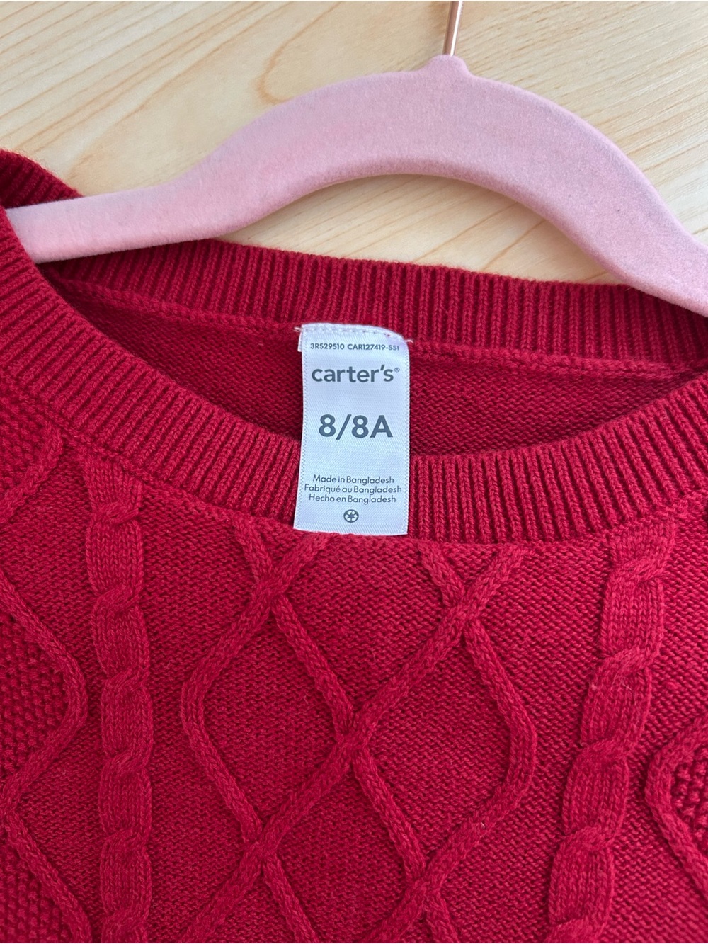 Carter's Red Cable Knit Ruffle-Shoulder Dress - Picture 3 of 3
